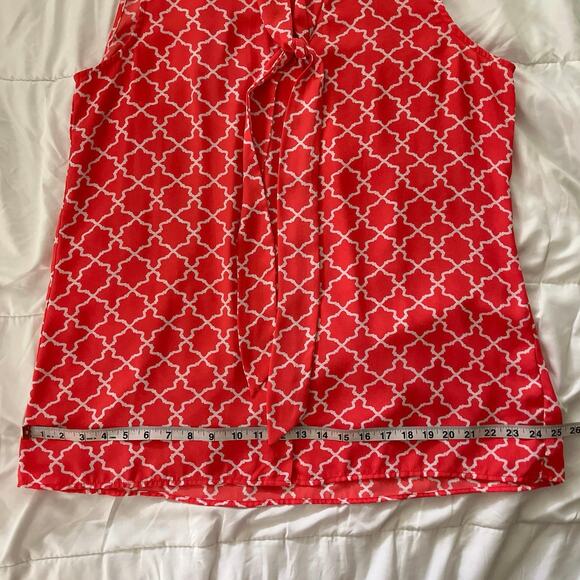 Tacera Tie Neck Blouse Womens Size XL Orange White Button Front Work Church - Picture 11 of 14